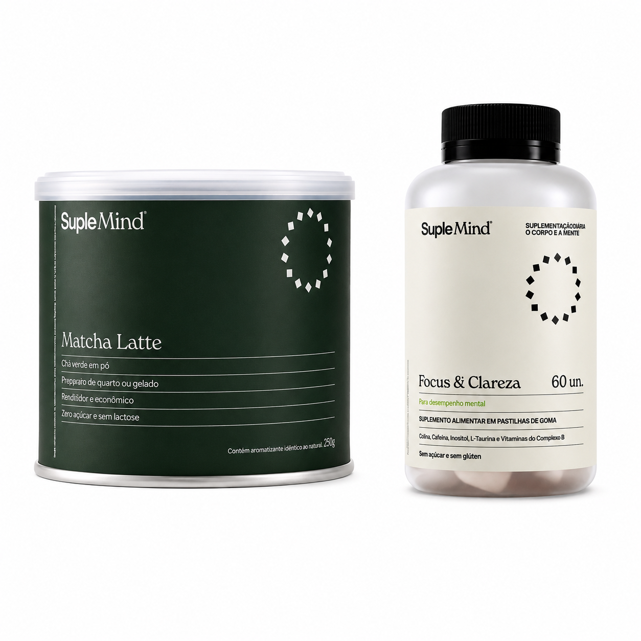 Kit Mente Ativa SupleMind — combo Focus & Clareza com Matcha Latte para foco e energia